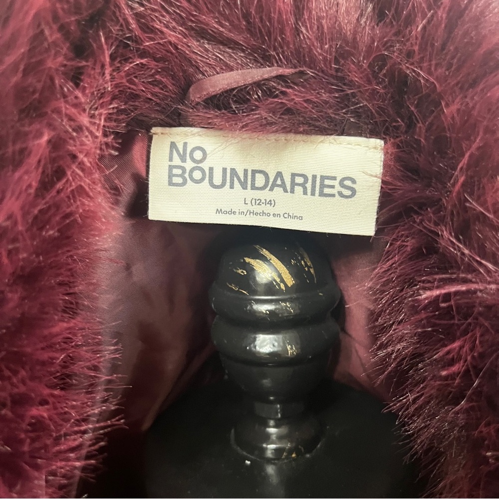 NWT No Boundaries Burgundy Faux Fur Teddy Jacket - Picture 7 of 9